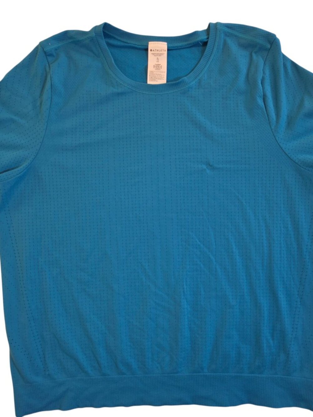 Athleta Blue Seamless Pinhole Short Sleeve Workout Athletic Top XL